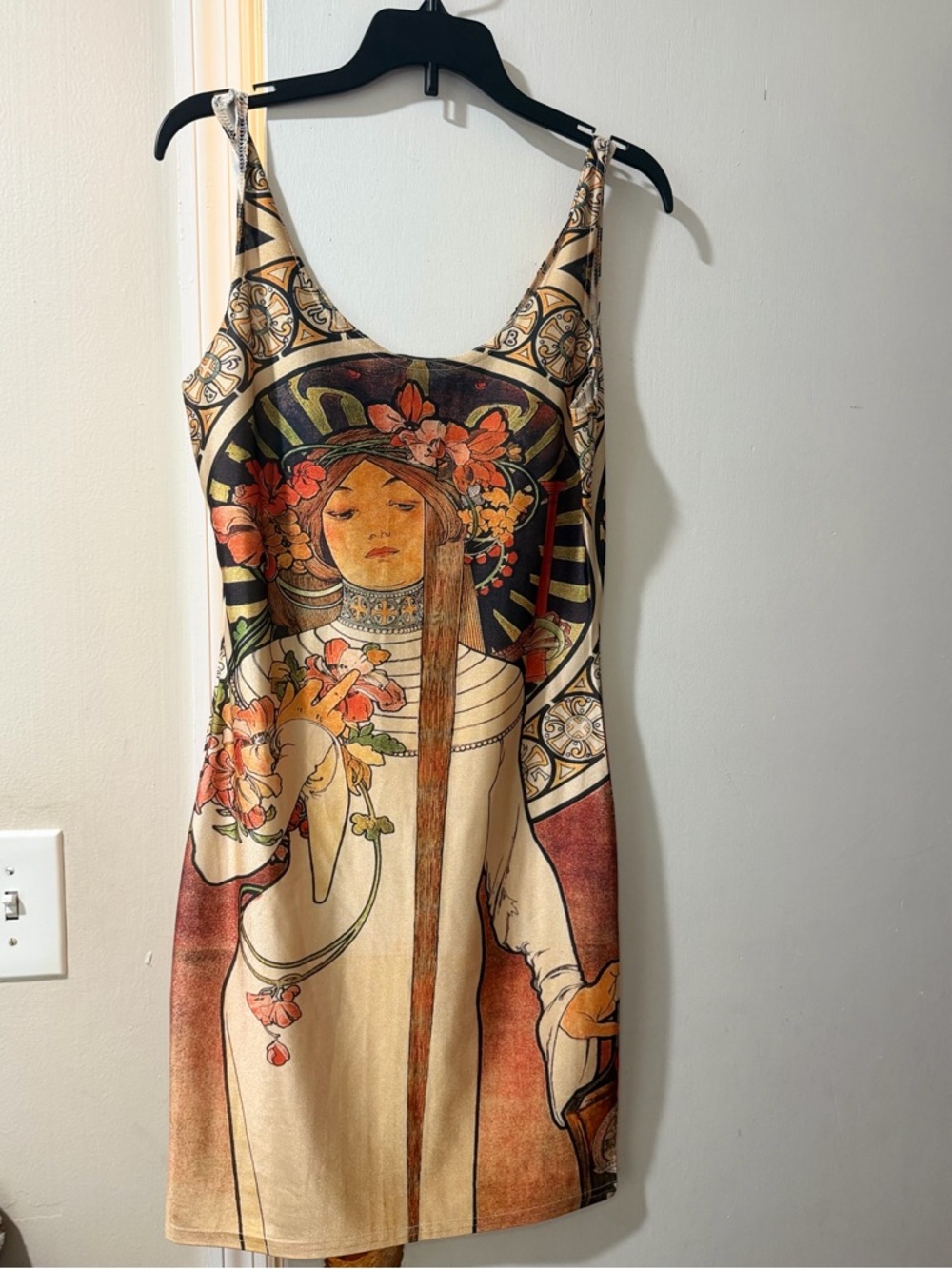 Art Print Mini Dress | Vintage Aesthetic | Bodycon | Floral | Y2K Inspired